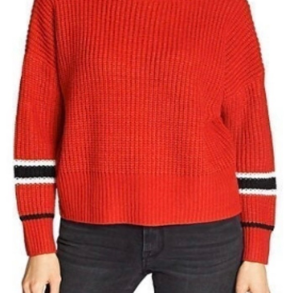 Brand: Sanctuary Size: Small Style: Red sweater with black and white stripe - Picture 2 of 4